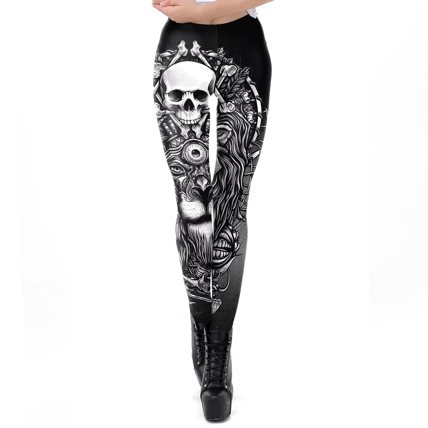 Mid Waist Skull Leggings