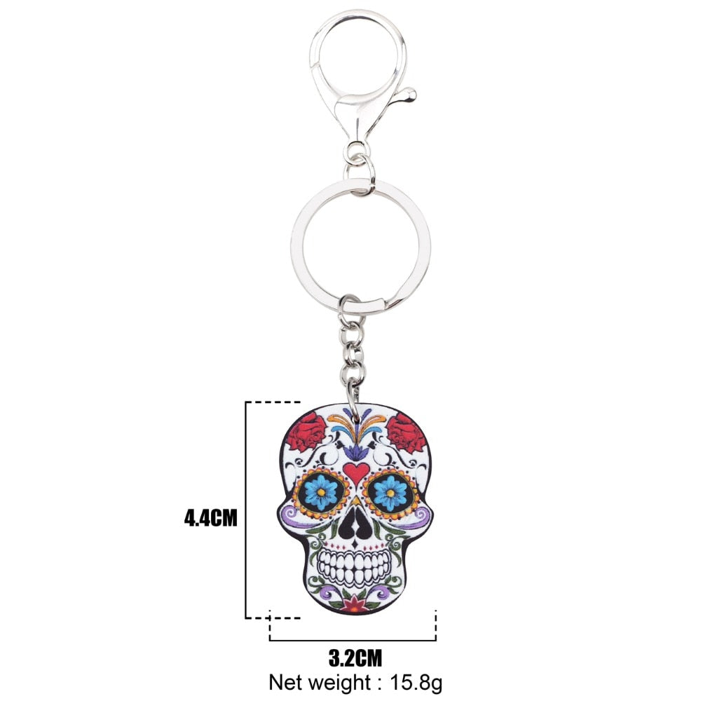 Dia De Los Muertos Skull Keychain