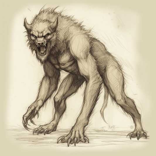 Werewolf sketched in action pose