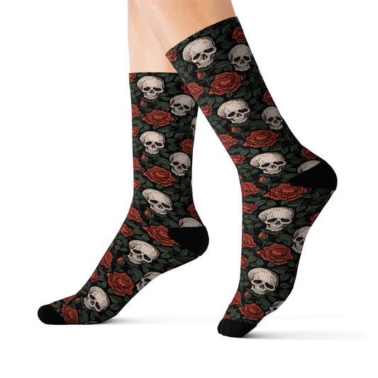 Skull and Rose Socks