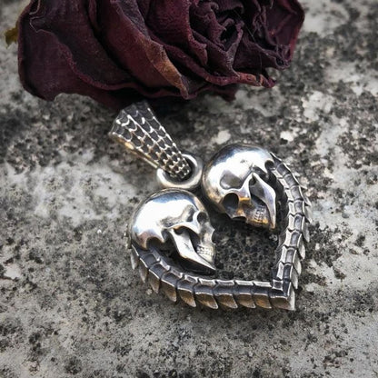 Twin Skulls Love Pendant