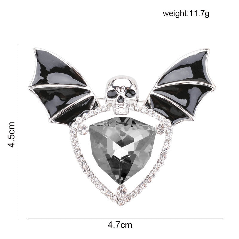 Crystal Bat Wing Brooch