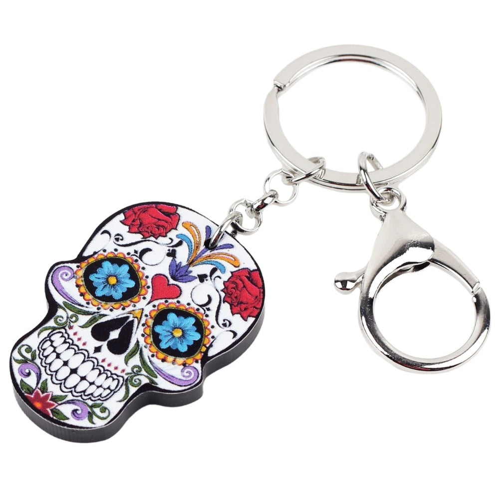 Dia De Los Muertos Skull Keychain