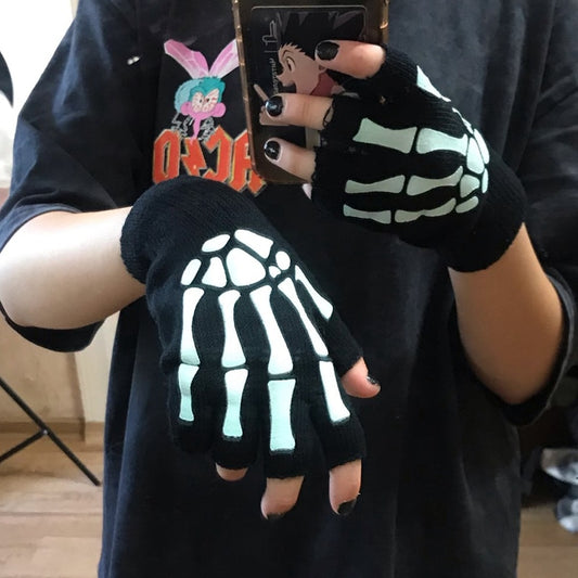 Skeletal Fingerless Gloves