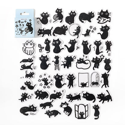 Derpy Black Cat Stickers (45 pcs)